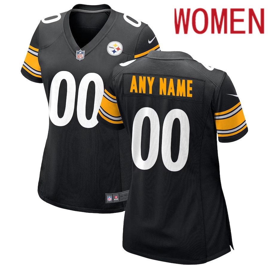 Women Pittsburgh Steelers Nike Black Custom Game NFL Jersey->customized nfl jersey->Custom Jersey